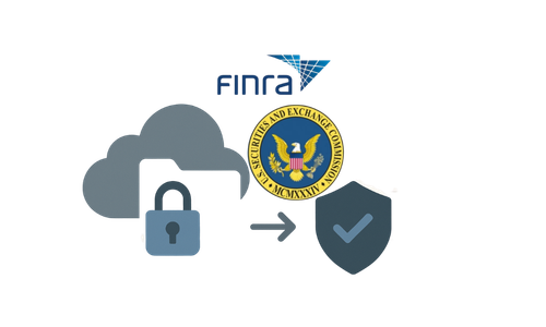 FINRA and SEC compliance graphic highlighting secure cloud storage and document protection