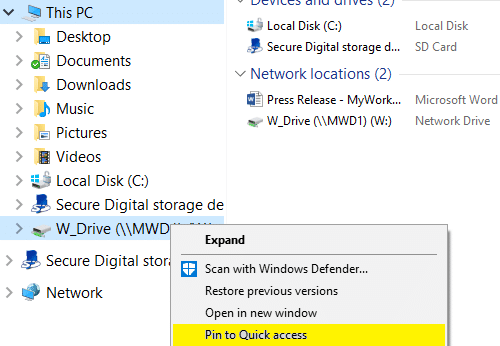 mapped drive usage