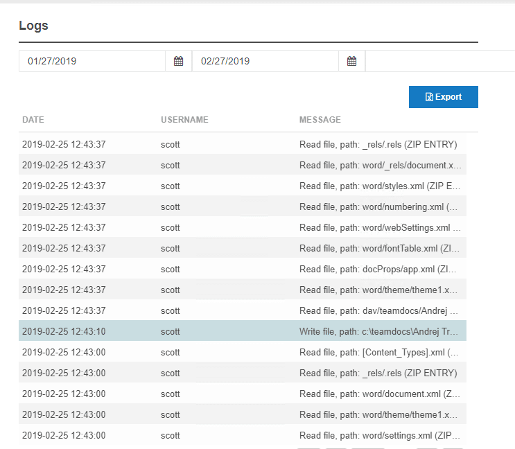 MyWorkDrive Logs