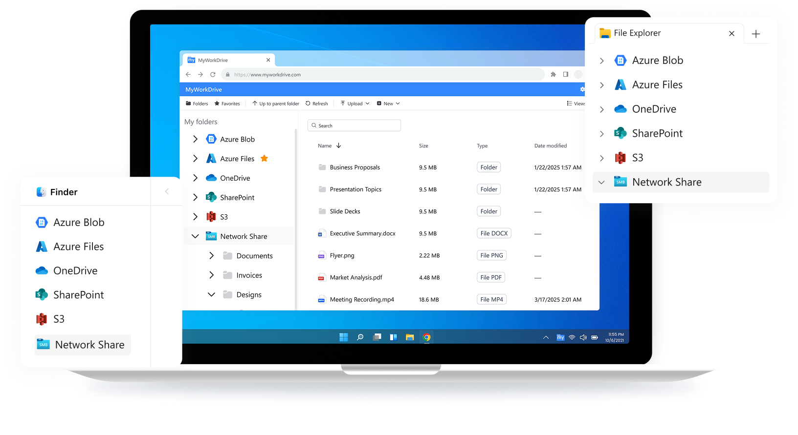 MyWorkDrive web file manager showing secure remote access from any device